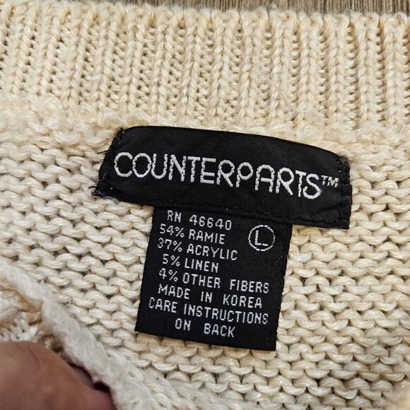 Vtg Counterparts Floral Sweater Vest Womens L Grandmacore Cottage Boho Artsy 90s - Picture 6 of 8